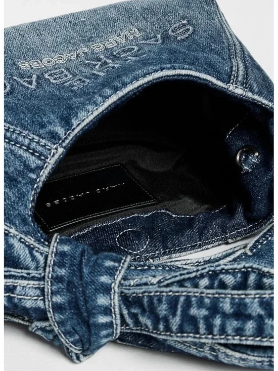 New Marc Jacobs Denim Bow The Sack Bag Mini Shoulder Bag in Blue - Picture 5 of 5